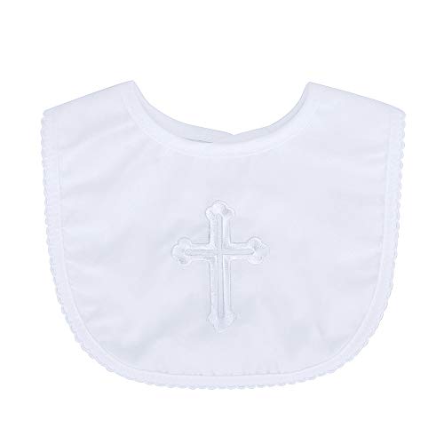 Infant Baby Boy's Girl's Christening Baptism Outfits Embroidered Cross Bib - color: New White