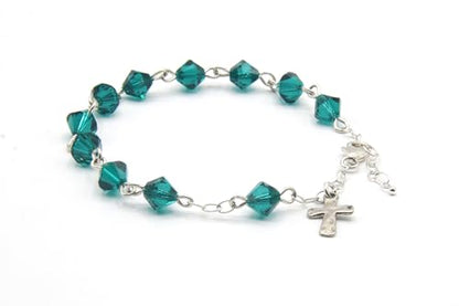 Catholic Communion Rosary Bracelet Created with Swarovski® Crystals, Glass - color: Emerald - May