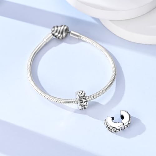 Clip Stopper Beads Fit For Pandora Bracelet, Spacer Charms For Bracelets - color: Skeleton-2Pack