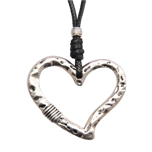 Boho Necklaces for Women Long Wooden Pendant Vintage Necklace - color: Heart Love Necklace