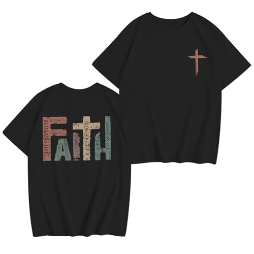 Jesus Shirt for Girls Christian Faith Tshirts Kids Cute Bible Verse Graphic Tees Inspirational God Religious Clothes - color: Black, size: 11-12 Years