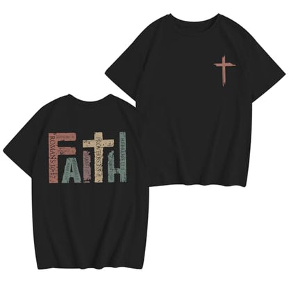 Jesus Shirt for Girls Christian Faith Tshirts Kids Cute Bible Verse Graphic Tees Inspirational God Religious Clothes - color: Black, size: 11-12 Years