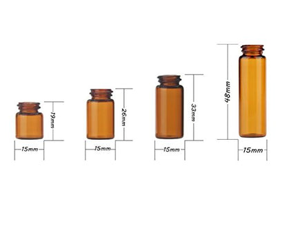 12 Pack Set Brown Screw Cap Glass Bottle Small Mini Empty Oil Amber Vial (5ml) - style: 5ML