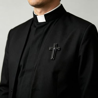 10/50/100 Pack Metal Cross Lapel Pins, Gold & Black Christian Brooch - color: Matte Black