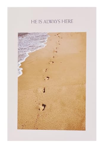 Greeting Card He Is Always There - He Hears Each One of Your Prayers and He Will Show You The Way - Christian Encouragement Difficult Time with Jesus Footprints in The Sand God is Always With You