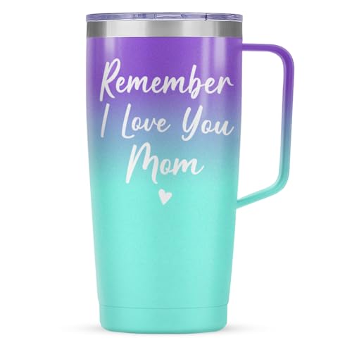 SANDJEST Mom Tumbler with Handle 20oz Stainless Steel Insulated Coffee Travel Mug Cup Moms Tumblers Gifts for Mother Mama Mommy from Daughter Son Gift for Mothers Birthday Christmas - color: Mom 1