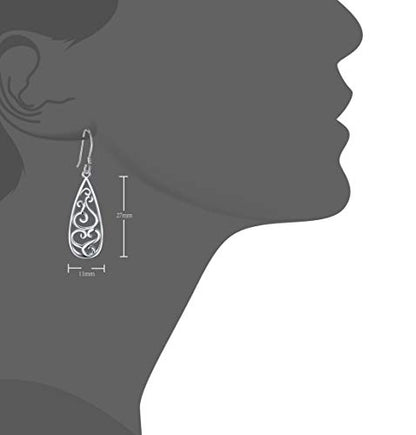 BoRuo Filigree Teardrop Sterling Silver Earrings for Women - color: Filigree 1