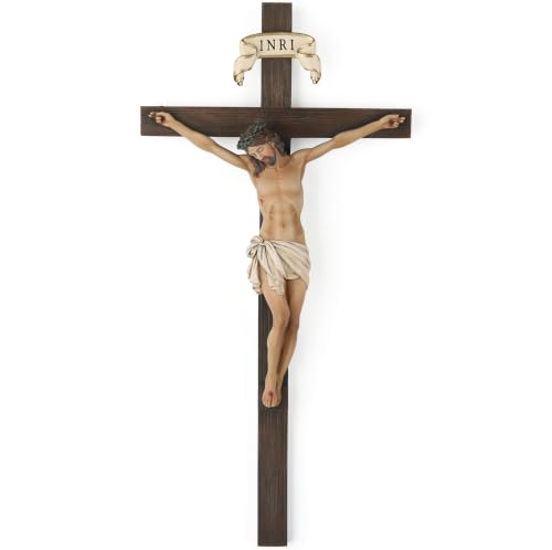 BC Catholic Crucifix Wall Cross 10" H Jesus Christ Cross for Wall - color: Realistic Full Color, size: 10.2"L x 5"W