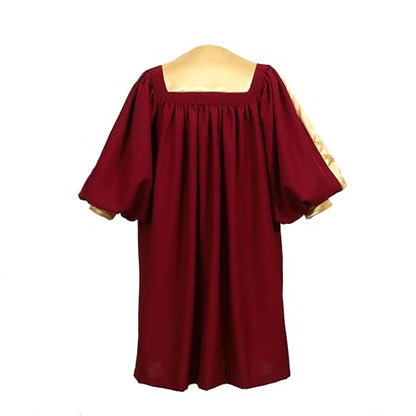 Unisex Maroon Choir Robe with Gold Satin Stole V-neck - size: 42