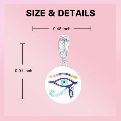 LUXILLA 925 Sterling Silver Charm Golden Family Tree Sparkling Cross Cute Dragon Charms Fits Bracelets Necklace Pendant Bead Jewelry Gift for Women Family Friends - color: Eye of Horus Charm