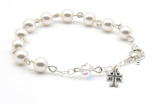 Catholic Communion Rosary Bracelet Created with Swarovski® Crystals, Glass - color: Holy Eucharist