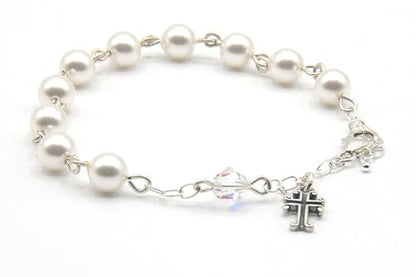Catholic Communion Rosary Bracelet Created with Swarovski® Crystals, Glass - color: Holy Eucharist