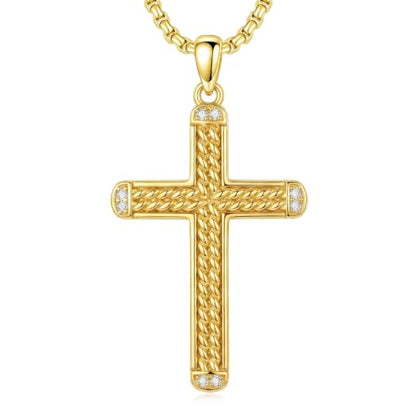 14K Gold Plated Cross Pendant Necklace Christian Jewelry Religious Gift - color: A01-Cross Gold