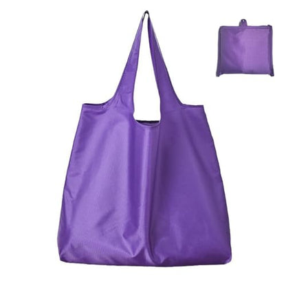 Large 50lbs Heavy Duty Reusable Foldable Grocery and Shopping Tote Bags - Washable Polyester Bags in Pocket - color: Purple