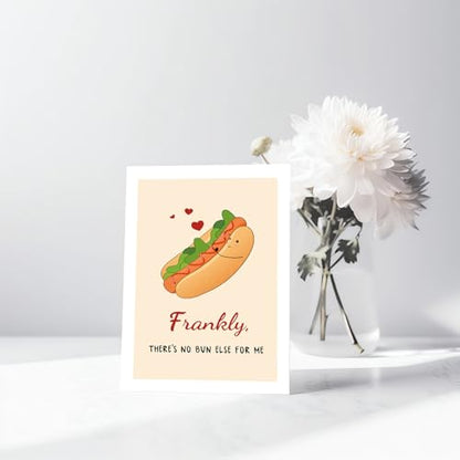 Funny Pun Anniversary Card for Husband Wife Boyfriend Girlfriend, Funny Hot Dog Love Cards, Cute Happy Birthday Card from Him Her. - color: #5