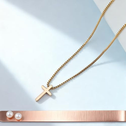 Cross Necklace for Woman, Gold Silver Plated Cross Pendant Necklaces Choker Faith Jewelry Non Tarnish Cute Simple Christian Religious Diamond Cross Necklace for Mom - color: 03 Gold Small Simple Cross