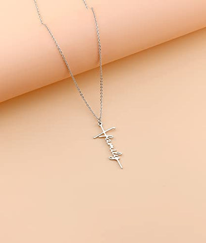 Lcherry Faith Cross Pendant Necklace for Women Religious Christian Jewelry Birthday Christmas Gifts for Women - style: 23-Family