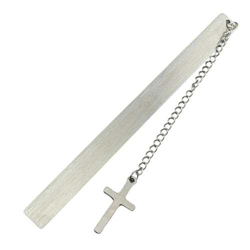 Metal Bookmark with Cross Charm Slim Durable Stainless Steel Gift Box - style: Cross Bookmark