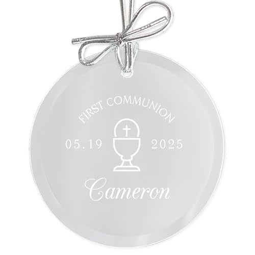 Lifetime Creations Personalized First Communion Ornament: Engraved Glass Custom First Communion Ornament