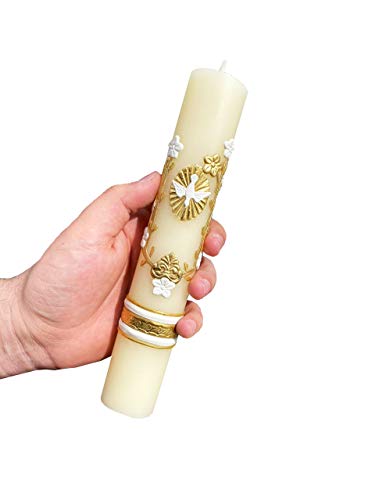 San Rafael Arcangel Baptism Candle or Velas para Bodas de Recuerdo - Candela para Bautizo Cirios Religiosos - Sirios Catolicos Prayer Candle with The Holy Spirit