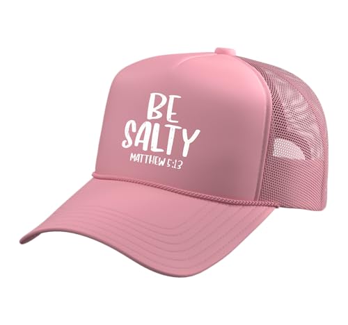 Be Salty Matthew 5:13 Bible Verse God Jesus Faith Christian Trucker Hat with Adjustable Mesh Back - color: Pink