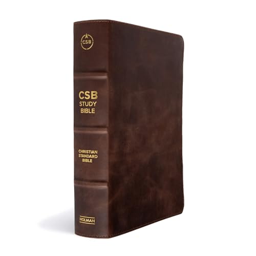 CSB Study Bible, Brown Genuine Leather, Red Letter, Study Notes and Commentary, Illustrations, Articles, Word Studies, Outlines, Timelines, Easy-to-Read Bible Serif Type