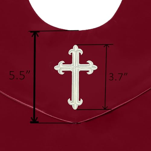 GradPlaza Unisex V Shape Church Choir Stole with Gold or White Embroidery Cross for Adults Church - color: Maroon, style: White Cross