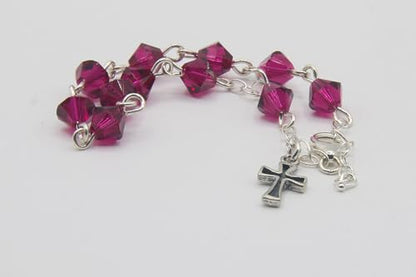 Catholic Communion Rosary Bracelet Created with Swarovski® Crystals, Glass - color: Ruby - July