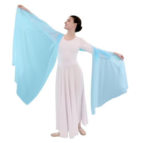 Danzcue Praise Dance Chiffon Solid Color Dance Scarf - color: Aqua Blue