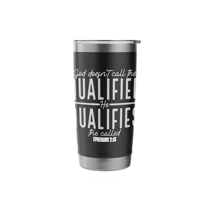 God Doesn't Call the Qualified-He Qualifies the Called Stainless Steel Insulated Tumbler - color: Black