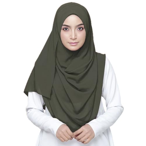 LMVERNA Solid Color Bubble Chiffon Scarf for Women Fashion Soft Hijab Long Scarfs Wrap Scarves - color: Bw-gn