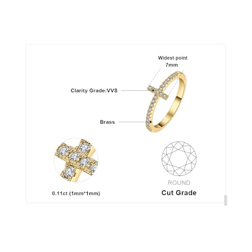 JewelryPalace 14k White Yellow Rose Gold Plated 925 Sterling Silver Rings for Women, Cubic Zirconia Promise Rings for Her, Stackable Wedding Bands Rings for Women Infinity Forever Love Knot Ring - color: 6-Yellow Gold Plated Brass-Cross Ring