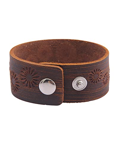 GelConnie Leather Cuff Bracelet Punk Braided Bracelets Rock Leather Wristbands Faux Mens Leather Bracelet Gothic Viking Bangle Adjustable Wrap Bracelet for Women,Men - color: Brown Leather Bracelet