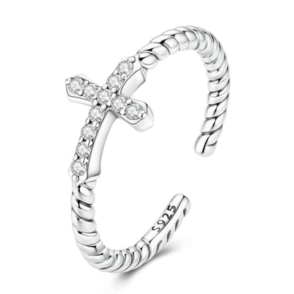 LAZA 925 Sterling Silver Ring for Women Statement Adjustable Open Ring - color: Cross Braid