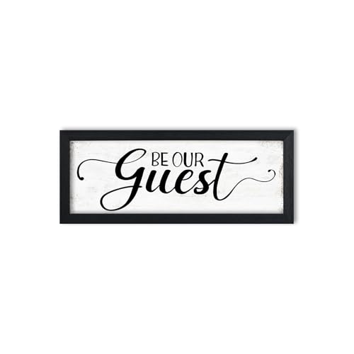 Be Our Guest Wall Decor: Guest Bedroom Sign Wall Decor Above Bed Small Wall Signs Hanging Rustic Farmhouse Wall Plaques Framed Inspirational Quotes Wall Art Decor for Guest Room 6" x 14.5" - color: Be Our Guest