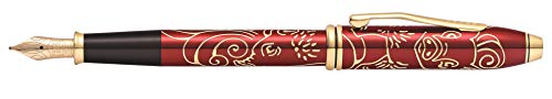 Cross 2019 Cross Townsend Zodiac Year of the Pig Fountain Pen with 23KT Gold-Plated Appointments and Solid 18KT Gold Fine Nib - color: 2019 Year of the Pig - Red, style: Fountain Pen, Fine Nib