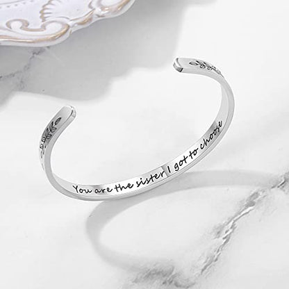 TONY & SANDY Cuff Bracelets for Women Teen Girls Best Friend Sister Mom Daughter Granddaughter Easter Birthday Mother's Day Christmas Stocking Stuffers for Teen Girls Women Jewelry - style: 1 - Sister Gifts - You are the sister I got to choose