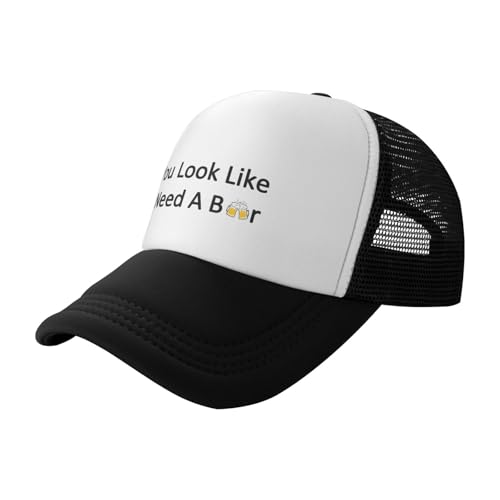 MOLAIGIN Trucker Hat, Adjustable Snapback Hat, Baseball Cap for Men Women, Breathable Mesh for Casual Wear - color: Black16