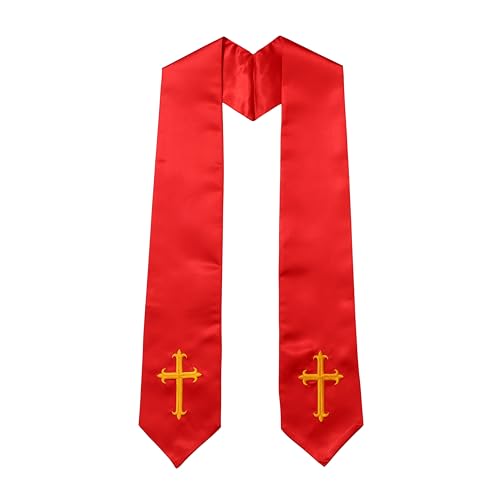Clergy Stole & Choir Stole with Embroidered 60/72" - color: Red, size: 72 inch