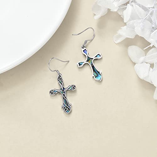 Cross Earrings 925 Sterling Silver Dangle Earring Gifts for Women - style: Tulip