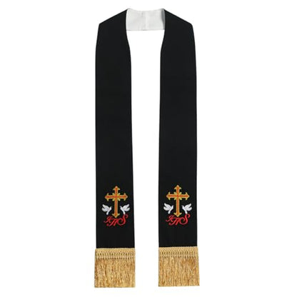 BLESSUME Church Clergy Pastor Reversible Stole (Black and White 4)