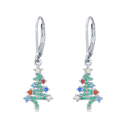 Dorunmo 925 Sterling Silver Dangle Drop Earrings for Women Holiday Earrings Hypoallergenic Halloween Christmas Jewelry Festival Gifts for Women - style: Christmas Tree-01