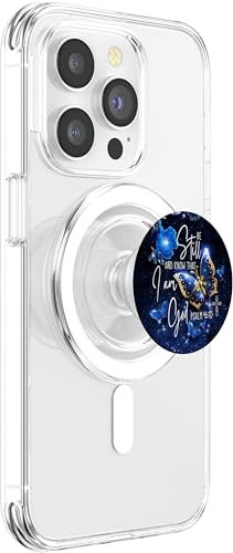 Religious Be Still & Know That I Am God Blue Butterfly Art PopSockets PopGrip for MagSafe - style: Magnetic PopGrip