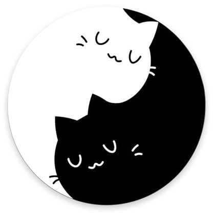 Black White Cat Round Mouse Pad,Non-Slip Rubber Base Wireless Gaming MousePads for Computers Laptop Office,Cute Mouse Pads with Designs for Women Men 7.9×7.9×0.12 inches - color: Black White Cat