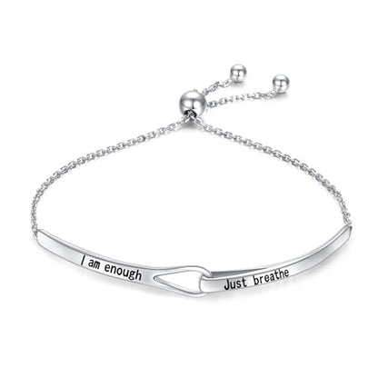 Sterling Silver Engraved Inspirational Adjustable Infinity Bracelet Graduation Gift for Mother Sister Best Friend Jewelry for Women - style: I am enough