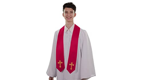 CLERKMANS Choir Stole with Crosses - color: Red