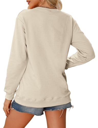 Christian Sweatshirts for Women Religious Faith Graphic Crewneck Pullover Shirts Casual Long Sleeve Inspirational Tops - color: Beige, size: X-Large