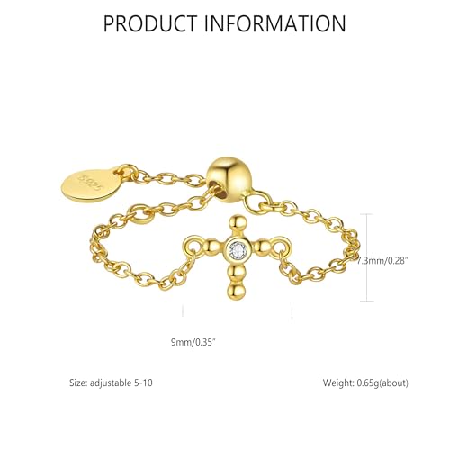 925 Sterling Silver Adjustable Link Chain Rings for Women Daughter - color: Style 8-Gold