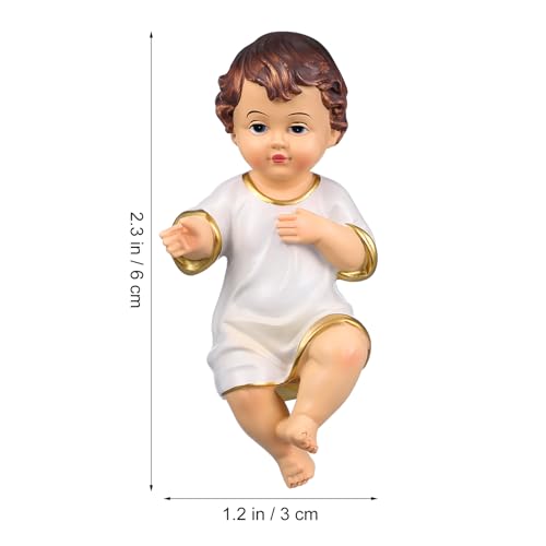 DOITOOL Baby Jesus Statue, 2.3 Inch Mini Resin Baby Jesus Figurine in Manger Nativity Collectible, Holy Infant Doll for Spiritual Collection Easter Display Christian Home Decor