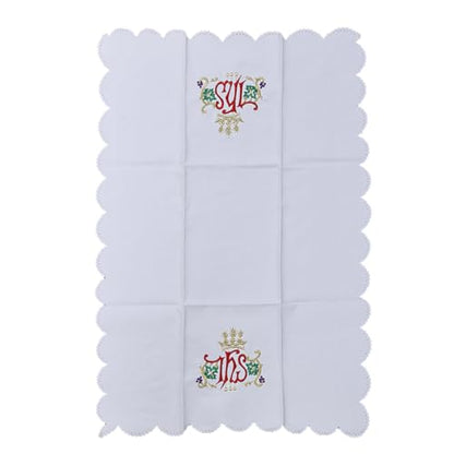 BLESSUME Church Mass Altar Cloth Purificator Cloth Cross Embroidery (White 6) - color: White 6